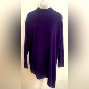 Worthington Mock Turtleneck Asymmetrical Tunic Top. Color: Premiere Purple. Sz.L